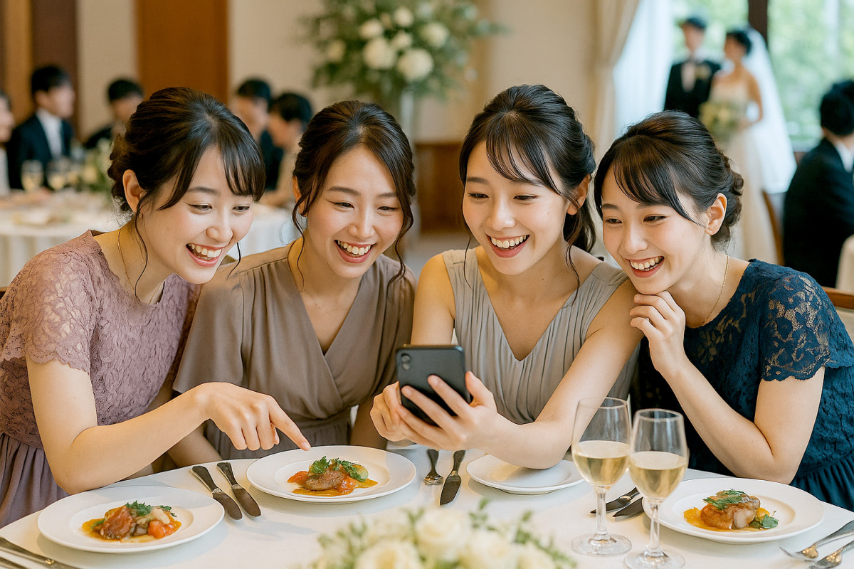 友人ゲストがスマホでメニューを確認するイメージ