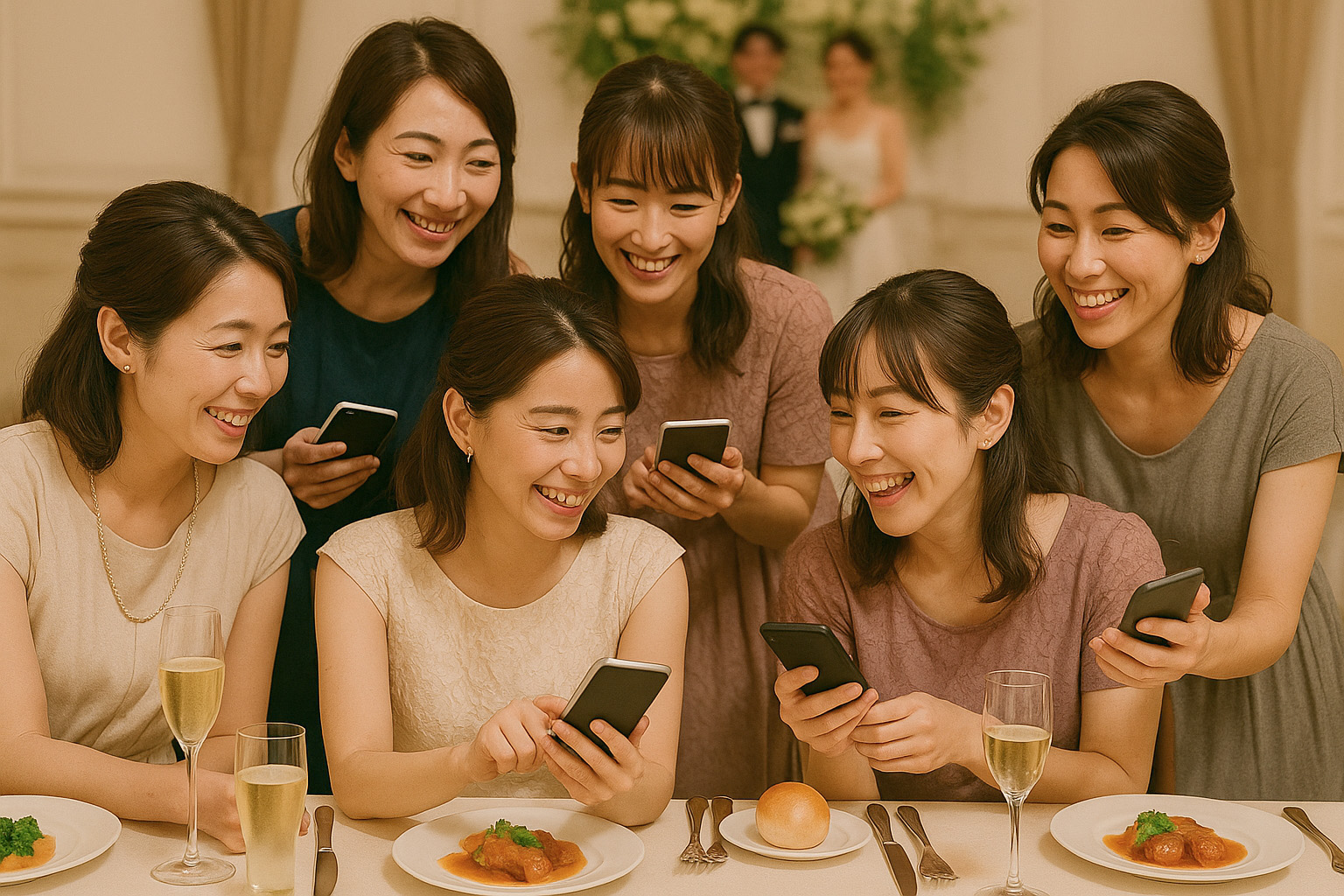 披露宴のスマホ演出・言葉合わせゲームのゲスト相談イメージ